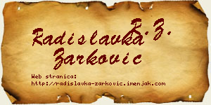 Radislavka Žarković vizit kartica